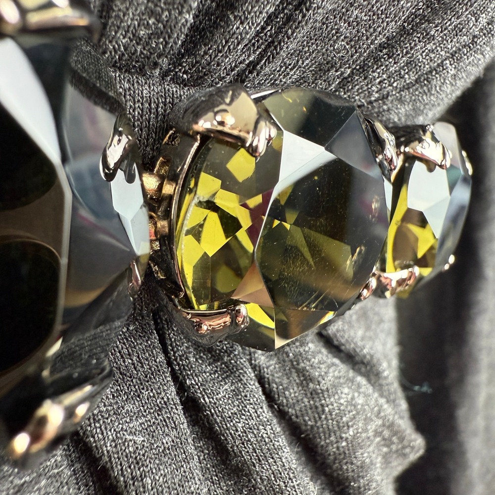 Sky‎ Brand Y2K Top Green Rhinestones Empire Waist Small Grey 2000s Rare Clubwear - Picture 12 of 14